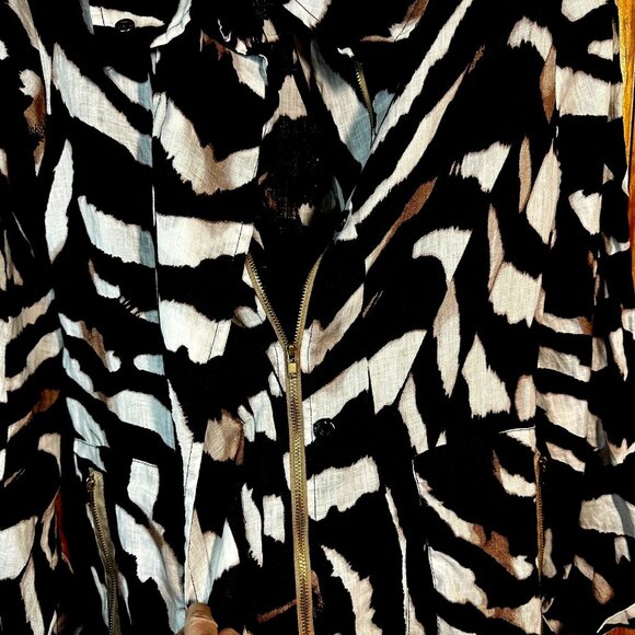 Luii Anthropologie Animal-Print Linen Jacket High-Low Safari Boho Eco-Friendly M - Picture 4 of 8